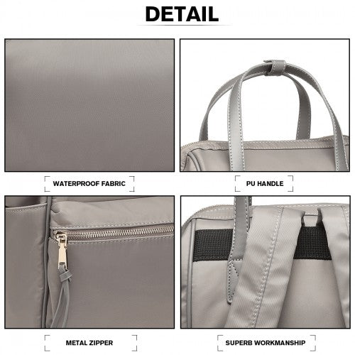 Easy Luggage LT6840-MISS LULU PORTABLE WATERPROOF NYLON BACKPACK SCHOOL BAG GREY