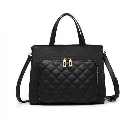 Easy Luggage LT6921 - Miss Lulu Classic Quilted Handbag - Black