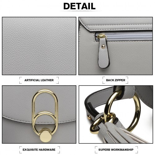 Easy Luggage LZ1831 - MISS LULU CROSS BODY SADDLE BAG - GREY