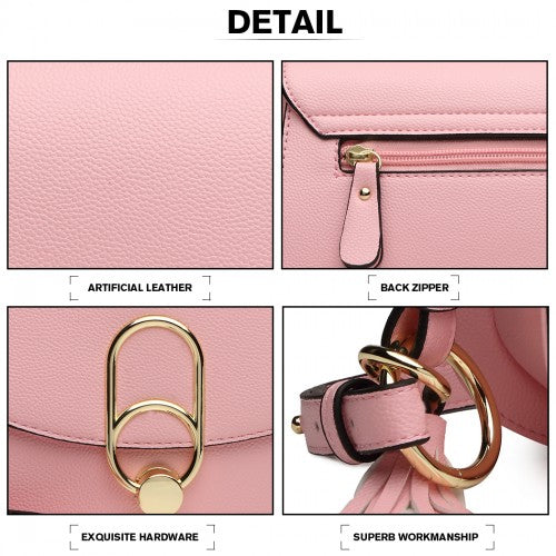 Easy Luggage LZ1831 - MISS LULU CROSS BODY SADDLE BAG - PINK