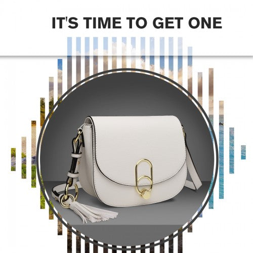 Easy Luggage LZ1831 - MISS LULU CROSS BODY SADDLE BAG - WHITE
