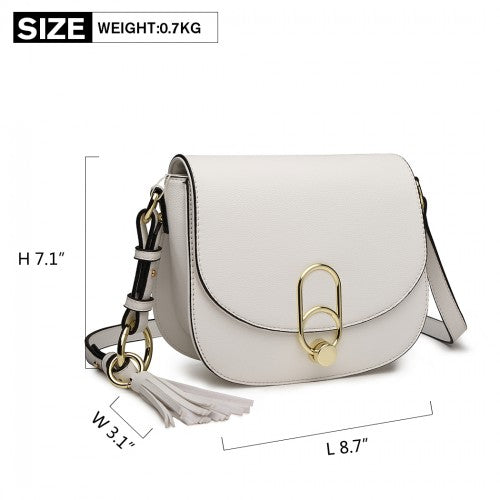 Easy Luggage LZ1831 - MISS LULU CROSS BODY SADDLE BAG - WHITE