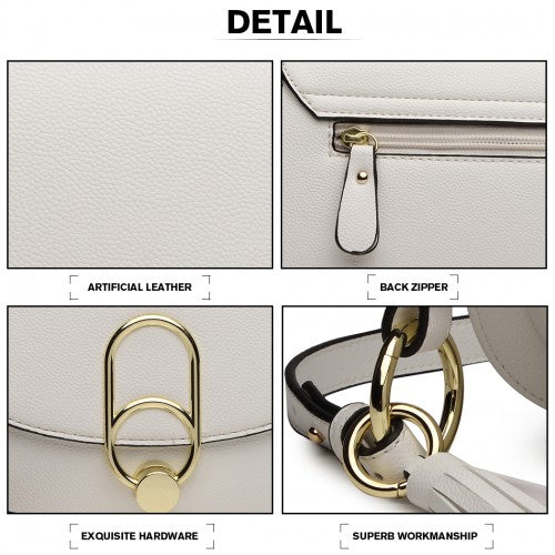 Easy Luggage LZ1831 - MISS LULU CROSS BODY SADDLE BAG - WHITE