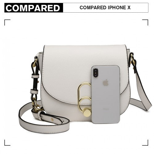 Easy Luggage LZ1831 - MISS LULU CROSS BODY SADDLE BAG - WHITE