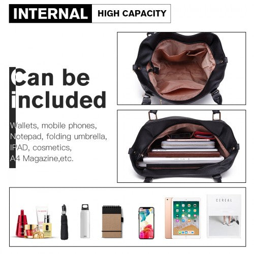 Easy Luggage S1716 - Miss Lulu Soft Leather Elegant Simple Shoulder Bag - Black