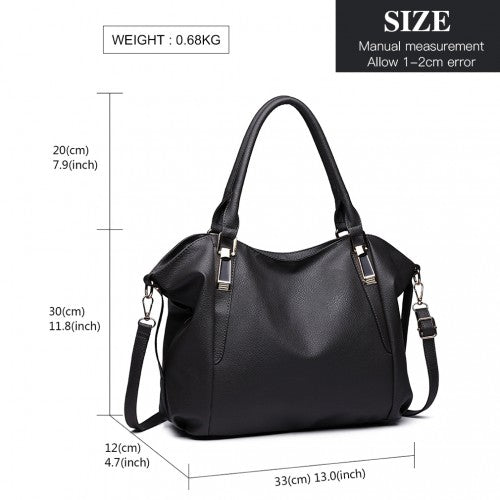 Easy Luggage S1716 - Miss Lulu Soft Leather Elegant Simple Shoulder Bag - Black