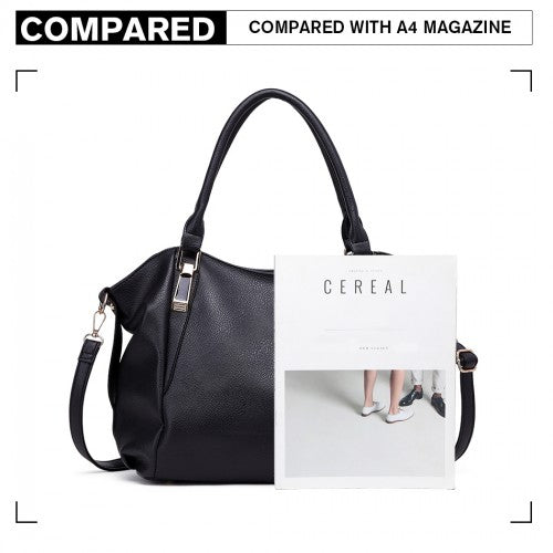 Easy Luggage S1716 - Miss Lulu Soft Leather Elegant Simple Shoulder Bag - Black
