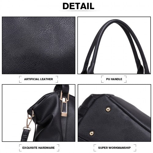 Easy Luggage S1716 - Miss Lulu Soft Leather Elegant Simple Shoulder Bag - Black