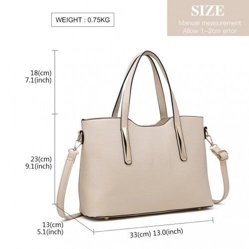 Easy Luggage S1719 - Miss Lulu PU Leather Handbag & Purse - Beige