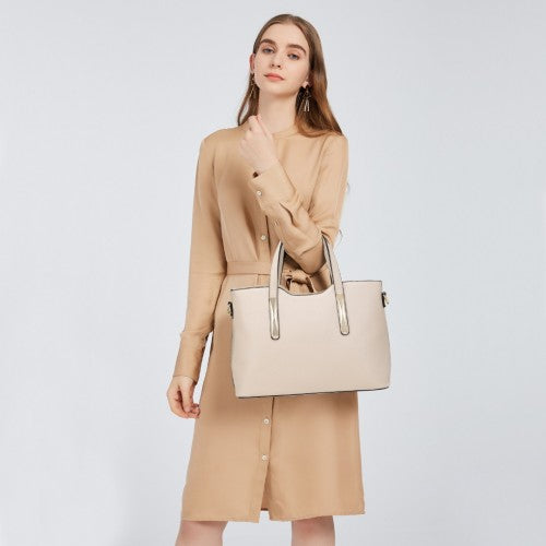 Easy Luggage S1719 - Miss Lulu PU Leather Handbag & Purse - Beige