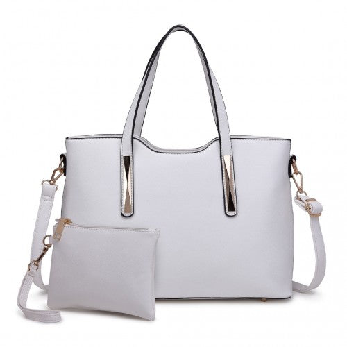 Easy Luggage S1719 - Miss Lulu Pu Leather Handbag & Purse - White