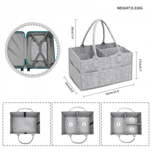 Easy Luggage S2049 - Kono Felt Caddy Organiser With Storage - Grey