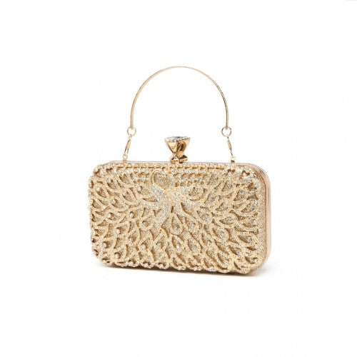 Easy Luggage S2227 - Miss Lulu Sparkling Classical Women Clutch Purse Evening Bag - Gold