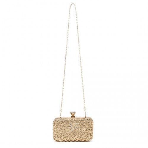 Easy Luggage S2227 - Miss Lulu Sparkling Classical Women Clutch Purse Evening Bag - Gold