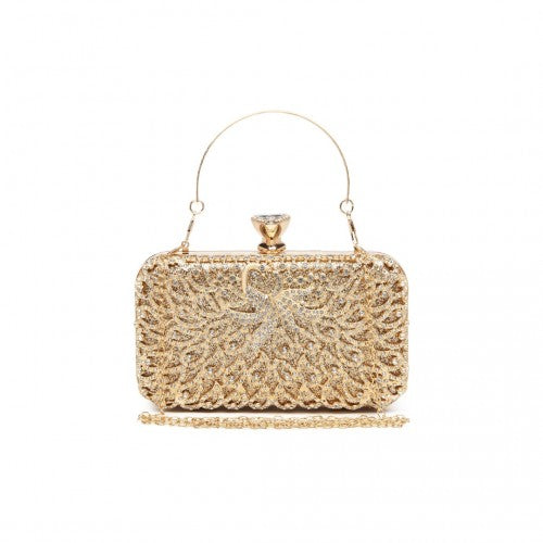 Easy Luggage S2227 - Miss Lulu Sparkling Classical Women Clutch Purse Evening Bag - Gold