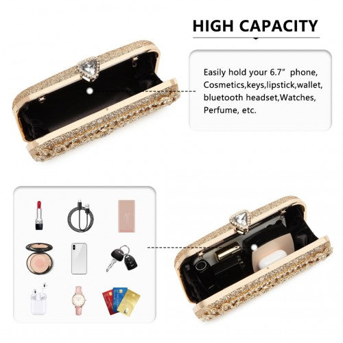 Easy Luggage S2227 - Miss Lulu Sparkling Classical Women Clutch Purse Evening Bag - Gold