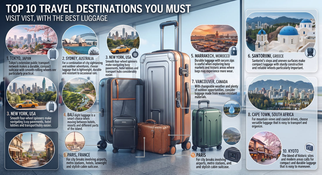Top 10 travel destinations you must visit with the best luggage