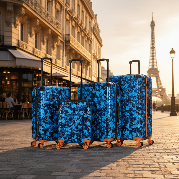 Valises camouflage lifestyle éditorial