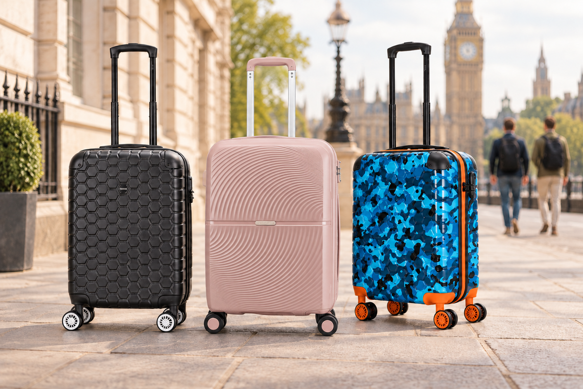 Collection Hard Shell avec une British Traveller rose poudré