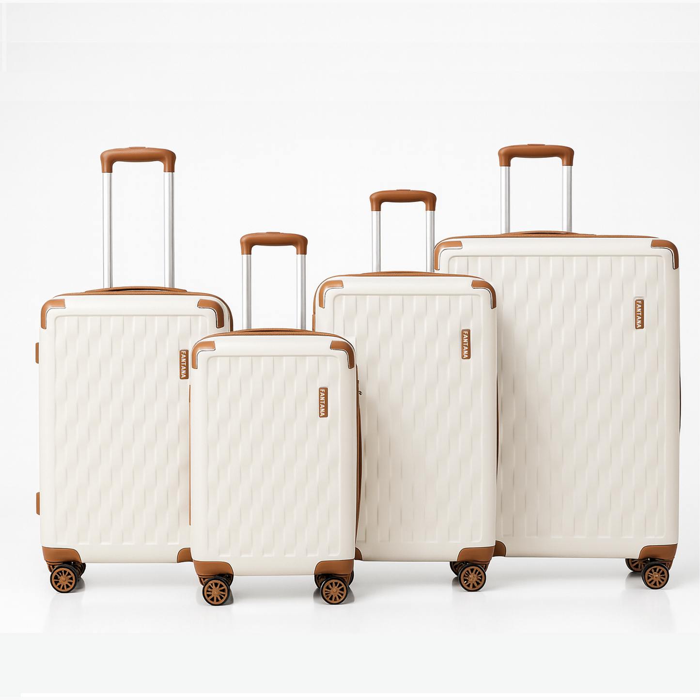 Fantana Premium Expandable Luggage - Hard Shell Polycarbonate, 360° Spinners, TSA Lock - White