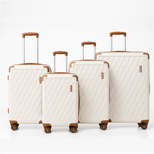 Fantana Premium Expandable Luggage - Hard Shell Polycarbonate, 360° Spinners, TSA Lock - White