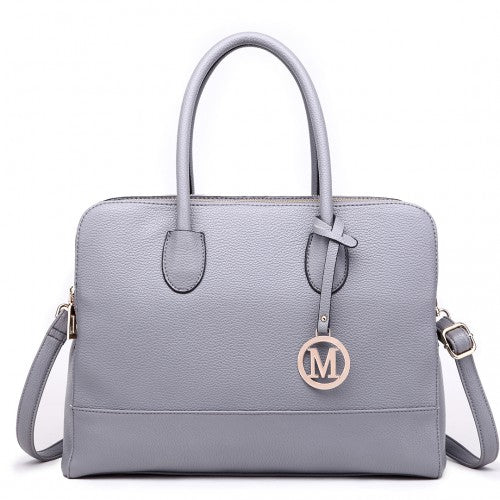 Miss Lulu LT1726 grey shoulder bag – front view