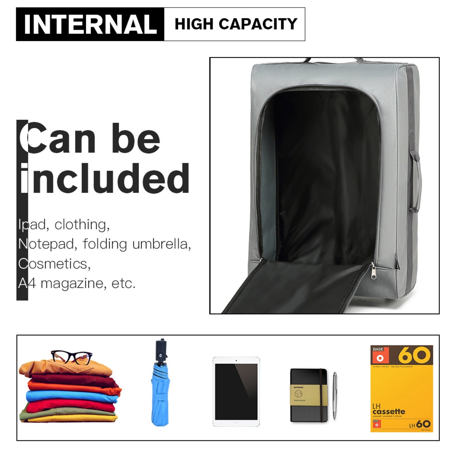 Kono 20" K1873-2 - SOFT SHELL HAND LUGGAGE - BLACK