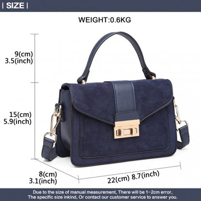 LB6872 - Miss Lulu Matte PU Leather Midi Handbag Cross Body Bag