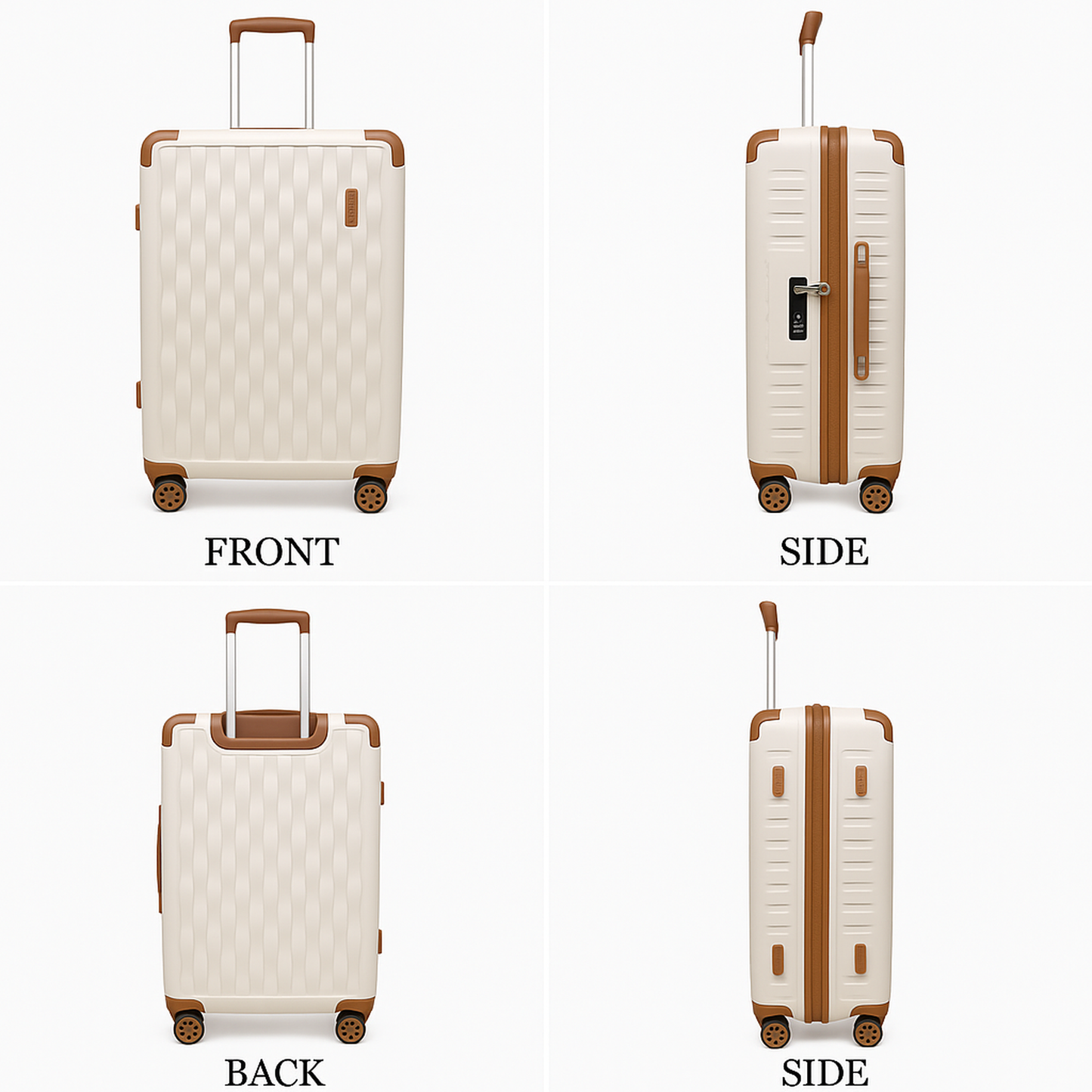Fantana Premium Expandable Luggage - Hard Shell Polycarbonate, 360° Spinners, TSA Lock - White