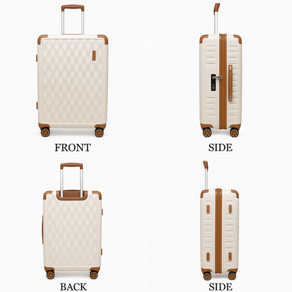 Fantana Premium Expandable Luggage - Hard Shell Polycarbonate, 360° Spinners, TSA Lock - White