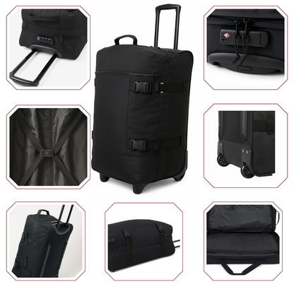 Lightweight Wheeled Holdall Travel Bag – Large Trolley Duffle Luggage 27'' Black