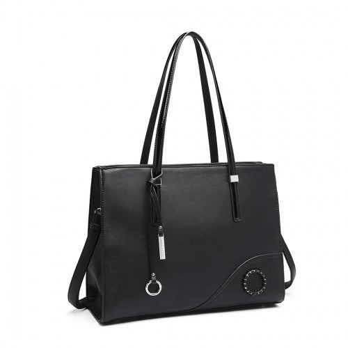 LN1909 - Miss Lulu Glossy Detail Shoulder Bag