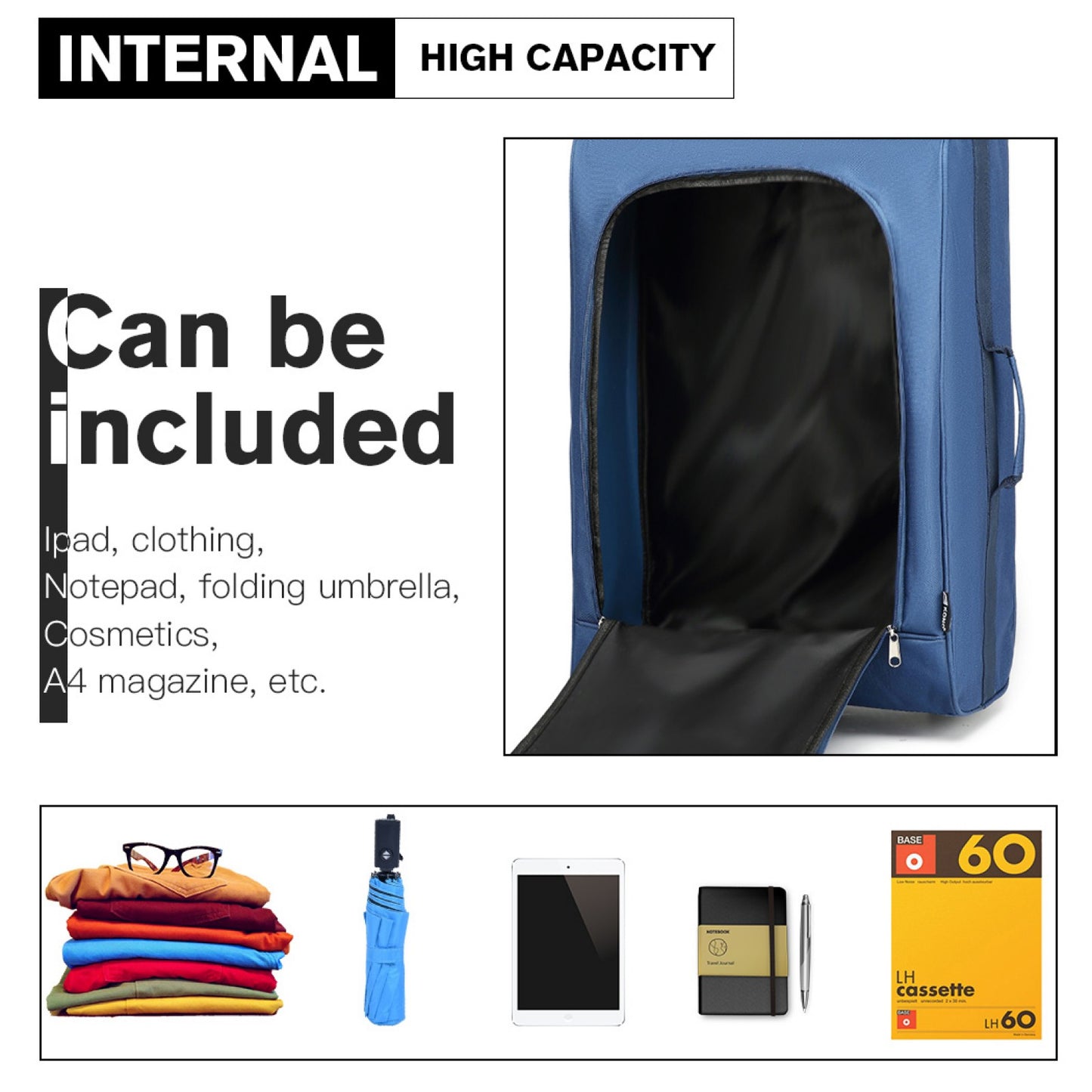 Kono 20" K1873-2 - SOFT SHELL HAND LUGGAGE - BLACK
