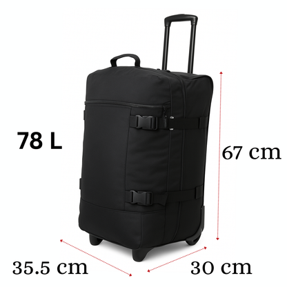 Lightweight Wheeled Holdall Travel Bag – Large Trolley Duffle Luggage 27'' Black