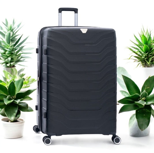 Eagle Verona 3-Piece Expandable Luggage Set - PP Material ,TSA Lock  360 Spinner Wheels - Black