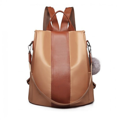 LG1903 - Miss Lulu Two Way Backpack Shoulder Bag with Pom Pom Pendant