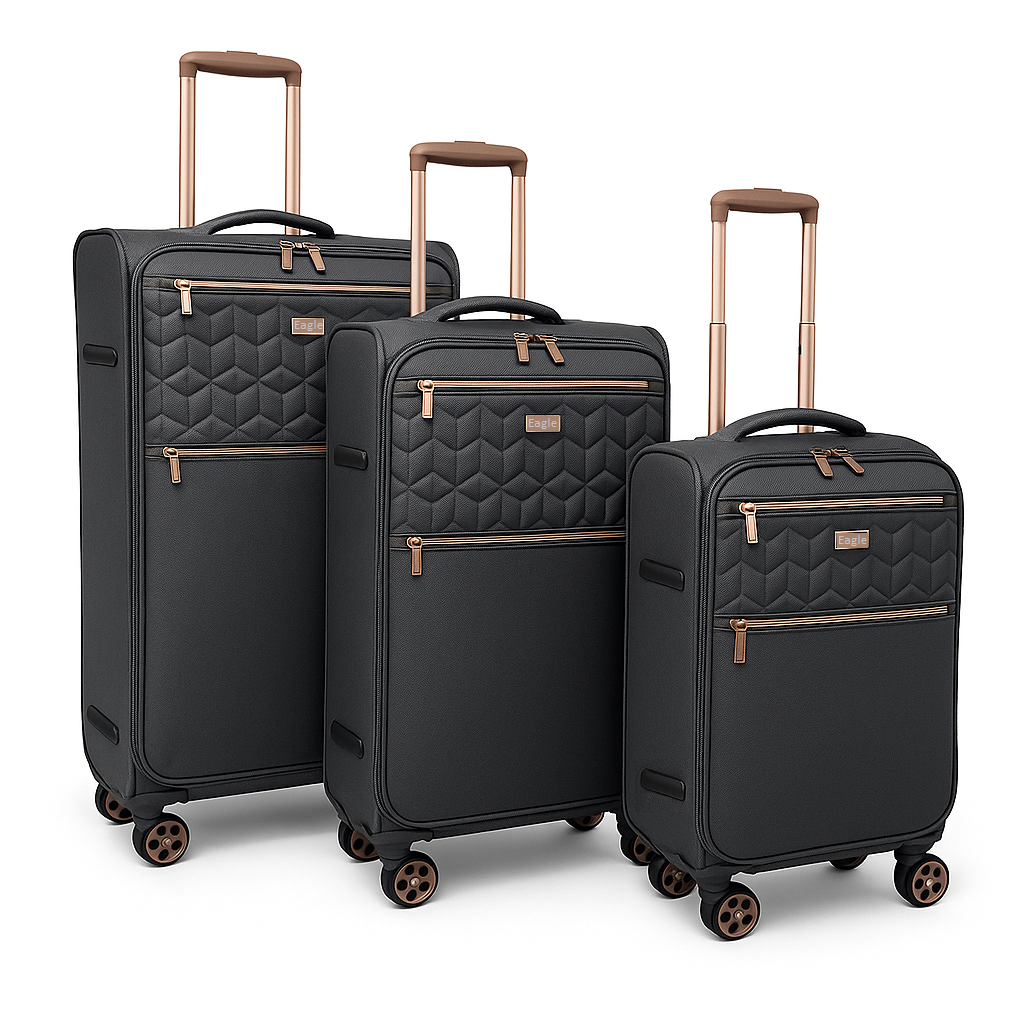 EAGLE Skyper Expandable Softshell Luggage – Super Light, 8-Wheel Spinner - Grey
