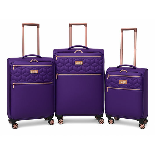 EAGLE Skyper Expandable Softshell Luggage – Super Light, 8-Wheel Spinner - Purple