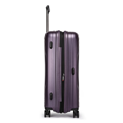 Fantana Hard Shell Polypropylene Suitcase 4 Wheels Travel Luggage Trolley Ultra Light Case Lilac Purple