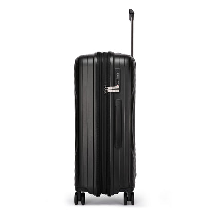 Fantana Hard Shell Polypropylene Suitcase 4 Wheels Travel Luggage Trolley Ultra Light Case Black