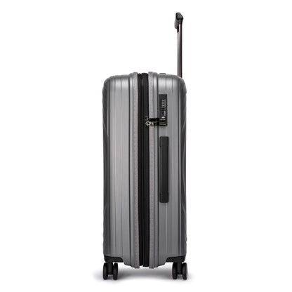 Fantana Hard Shell Polypropylene Suitcase 4 Wheels Travel Luggage Trolley Ultra Light Case Grey