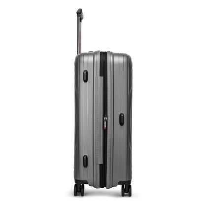Fantana Hard Shell Polypropylene Suitcase 4 Wheels Travel Luggage Trolley Ultra Light Case Grey