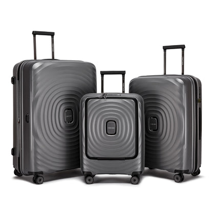 Fantana Hard Shell Polypropylene Suitcase 4 Wheels Travel Luggage Trolley Ultra Light Case Grey