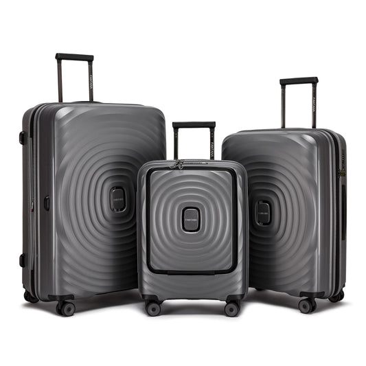 Fantana Hard Shell Polypropylene Suitcase 4 Wheels Travel Luggage Trolley Ultra Light Case Grey