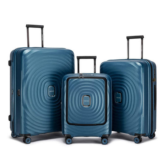 Fantana Hard Shell Polypropylene Suitcase 4 Wheels Travel Luggage Trolley Ultra Light Case Wine Blue