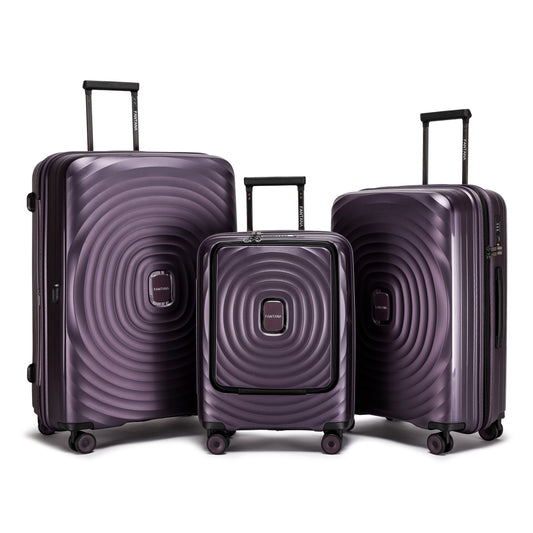 Fantana Hard Shell Polypropylene Suitcase 4 Wheels Travel Luggage Trolley Ultra Light Case Lilac Purple