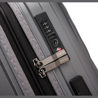 Fantana Hard Shell Polypropylene Suitcase 4 Wheels Travel Luggage Trolley Ultra Light Case Grey