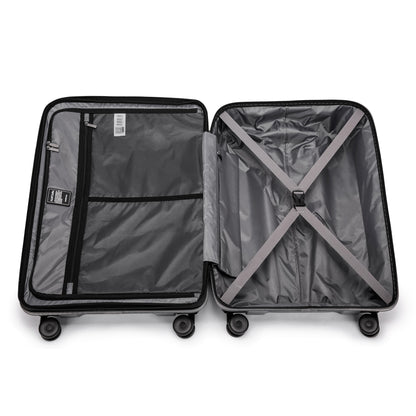 Fantana Hard Shell Polypropylene Suitcase 4 Wheels Travel Luggage Trolley Ultra Light Case Black