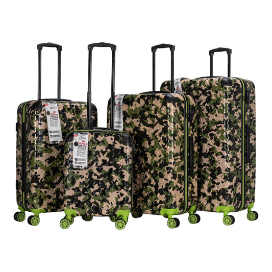 Eagle Camouflage Print Lightweight 4 Wheel ABS Hard Shell Luggage Suitcase Green