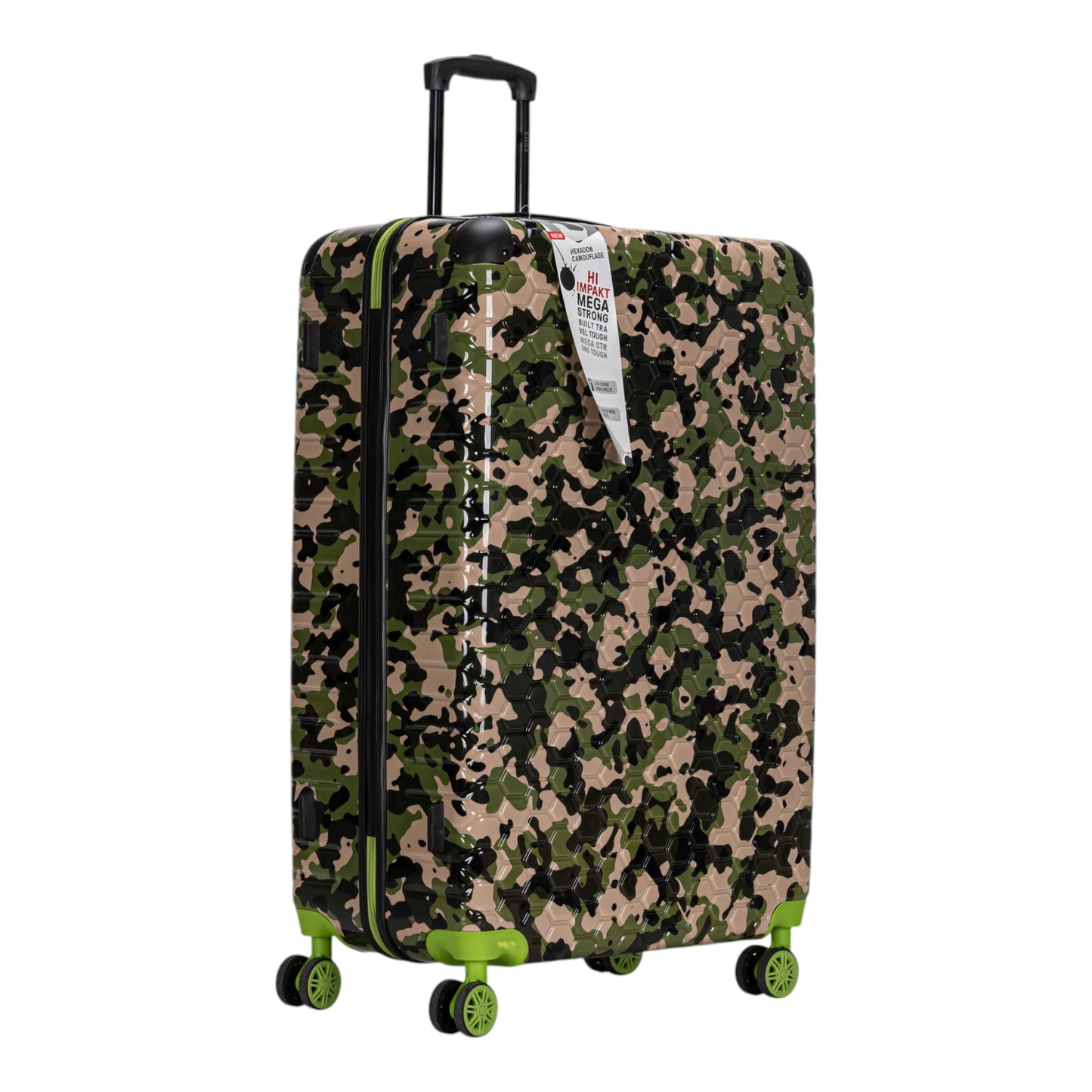 Eagle Camouflage Print Lightweight 4 Wheel ABS Hard Shell Luggage Suitcase Green